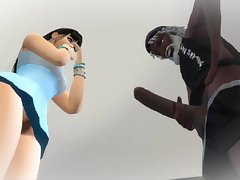 Big Arse News Anchor Blacmailed by Black Janitor 3D cartoon